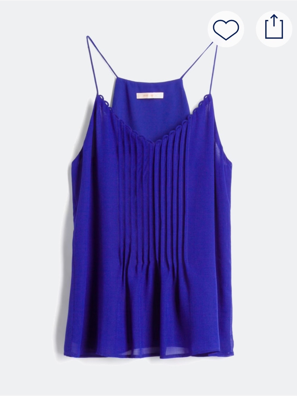 Skies Are Blue Navy Pleated Spaghetti Strap Blouse